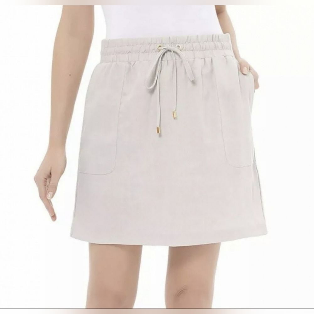 ☔️🔺️Ellen Tracy Cream Linen Paperbag Waist Skort Medium